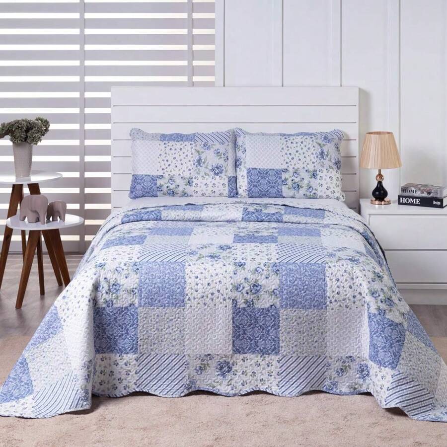 Boutis Ultrasonic Double-Sided 3-Piece Bedspread Kit With Pillowcase - Harbor - View 1