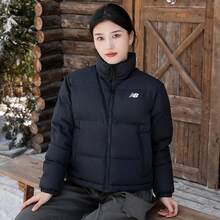 New Balance 女款绗缝外套，休闲运动风，简约设计，舒适保暖，防风，立领，AWJ44306BK - 黑色 - 查看 1