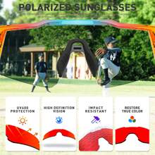 KAPVOE Polarized Fishing Glasses Kids Cycling Glasses Boys Girls Sports Glasses Children MTB Mountain Road Bike Outdoor Sports Tr90 Frame Glasses Camping, Running And Surfing Glasses - 07 - 查看 4