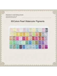 Set di 60 colori di pigmenti acquerellati in perle finte: set portatile di pittura solida metallica per artisti, adulti e professionisti, regalo perfetto per le feste
