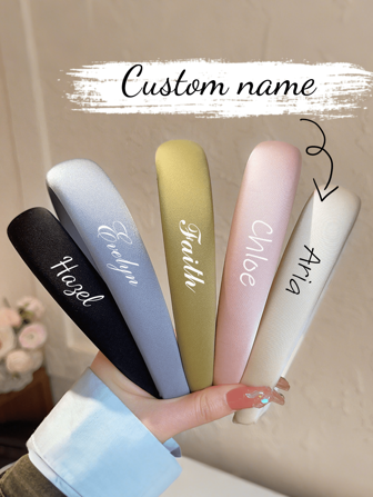 Custom Personalized Headband, Satin Shiny Foam Headband, Candy Colors High Crown Headpiece, Solid Color Versatile Outdoor/Indoor Hair Accessories, Gift For Girlfriend, Friend, Valentine's Day