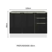 Gabinete Bajo Cocina Madesa Lux 120cm Con Encimera Blanco/Negro - Blanco y Negro - Ver 2