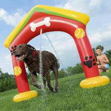 Importadora La Merced Aspersor De Agua Arco Inflable Aspersor Hinchable Para Limpieza de Mascotas 1.27 Mts - Rojo - Ver 1