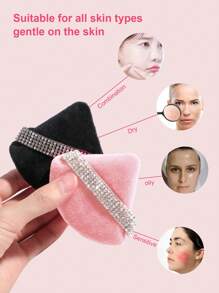 6/3 stuks luxe diamantpoederdonsjes - zachte, dubbelzijdige fluwelen en suède textuur, natte en droge make-up foundation blending spons voor onder de ogen, foundation applicatie, zacht voor alle huidtypes, sprankelend strass cadeau