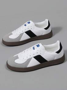 4-Season Lightweight Soft Sole Trainers For Men, Round Toe Lace-Up Comfortable Casual Sports Shoes
