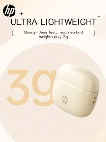 HP New 5.4 Wireless Earbuds, True Wireless In-Ear Headphones, 30 Hours Playtime, Compatible With Apple, Android And Other Devices, Comes With Creative DIY Stickers, Exquisite Gift, Best For Halloween And Christmas, USB Type-C - Beige - View 12