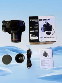 1600万像素数码相机，支持1080P高清视频录制，16倍光学变焦，数码防抖，配备2.4英寸可拆卸镜头，家用摄像机 - 黑色