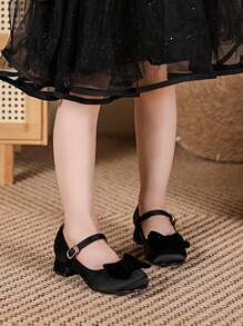 1 双时尚方头高跟鞋，适合女孩，四季皆宜 - 黑色 - 查看 3