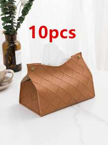 1 pieza / 2 piezas / 5 piezas / 10 piezas Caja de pañuelos de unicolor con patrón de cuadrícula cuadrada, dispensador de pañuelos de tela acolchada bordada en relieve PU para dormitorio, sala de estar, mesa de comedor, barra, escritorio de oficina, baño impermeable, caja de pañuelos para automóvil al por mayor para decoración del hogar en cocina, dormitorio, sala de estar, comedor, accesorios decorativos, caja decorativa, regalo de boda para mujer, elemento imprescindible para viajes de verano y festivales
