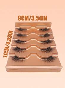 5 Pairs Cat Eye False Eyelashes - Fluffy & Natural Look, C Curl, 13-15mm Half Lashes With Clear Band, Beginner Friendly, Reusable 3D Faux Mink Eyelashes Strip Lashes,Lashes,Eyelashes,Fake Lashes