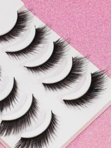 AYRMILLA 5对狐狸/猫咪自然假睫毛，蓬松柔软，3D水貂毛假睫毛，黑色纤长浓密多层假睫毛 - 黑色 - 查看 3