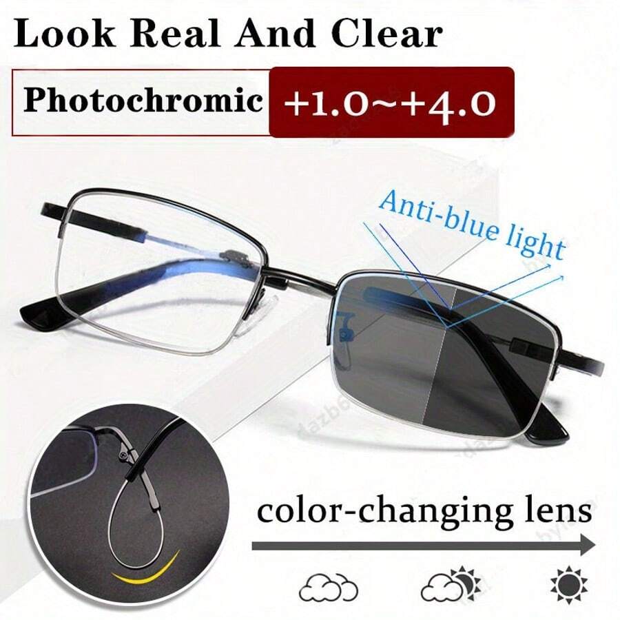 3-In-1 Photochromic Reading Glasses Memory Frame Women's Reading Glasses+1.0-+4.0 - White - View 1