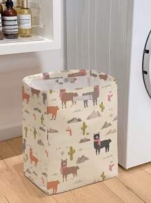 1 Rectangular Storage Basket With Animal Print Pattern, Foldable Box With Handle, Dirty Clothes Basket, Suitable For Living Room And Kitchen Clutter, Ideal For Organizing Socks And Accessories Home Bedroom Clothes Storage Organizer Closet Organization And Storage