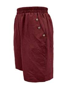 Women's Solid Color Simple Casual Pants, Summer - Burgundy - View 4