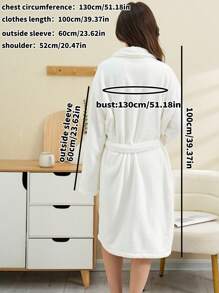 1pc Solid Color Embroidery Ladies Bath Robe *Please Refer To Size Chart When Purchasing* Teenage Bathrobe, Quick Drying Super Soft Coral Fleece Absorbent, Suitable For Sauna/Beach/Pool/Bathroom Back To School - Multicolor - View 4