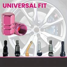 4pcs Pink Aluminum Alloy Car Wheel Tire Valve Stem Caps, Hexagon Shape, Dustproof Waterproof, No Battery Included, Fit For Car, Motorcycle, Truck, Bicycle - Pink - View 5