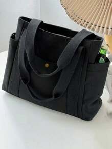 1pc Large Capacity Retro Canvas Tote Bag, Essential For Outdoor Travel, Camping And Storage - Multicolor - View 7