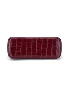 DK DKMG 1 Stück burgunderrote PU Krokodilleder Muster Reißverschluss Umhängetasche, stilvoll und elegant, geeignet als Geschenk oder für den täglichen Gebrauch - Bordeaux - Übersicht 5