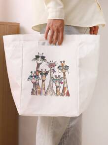 1 Rectangular Storage Basket With Giraffe Print Pattern, Foldable Box With Handle, Dirty Clothes Basket, Suitable For Living Room And Kitchen Clutter, Ideal For Organizing Socks And Accessories Home Bedroom Clothes Storage Organizer Closet Organization And Storage - Multicolor - View 7