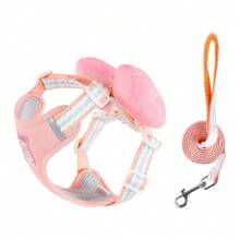 Arnés de perro ajustable sin cremallera con correa, arnés de moño, chaleco de arnés de perro super transpirable acolchado, conjunto de arnés y correa reflectante para perros pequeños y medianos