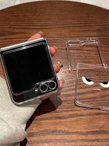 Funda de teléfono transparente con expresión enojada compatible con Samsung Galaxy Z Flip6, ligera y delgada cubierta protectora para teléfonos plegables Galaxy Z Flip3/4/5/7 - transparente - Ver 4