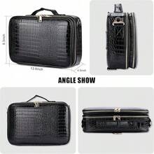 Estuche de maquillaje de viaje, Mármol Blanco, M, Bolsa de maquillaje portátil de viaje - negro claro - Ver 8