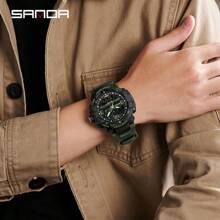 SANDA. SANDA Luxury G Series Shock-Resistant Men's Electronic Watch, Outdoor Sports LED Pointer/Digital Dual Display Chronograph, Military Dual Display, 50M Water Resistant - one-size - View 8