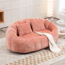 Chenille Lazy Sofa, 2 Seat Bean Bag Sofa Chair, Durable Soft Comfort Recliner, Lazy Loveseat Sofa Bed, Includes 2 Pillows, Indoor/Outdoor Use, No Assembly Required, Suitable For Living Room, Bedroom, Dormitory And Apartment(Pink) - 粉色 - 查看 1