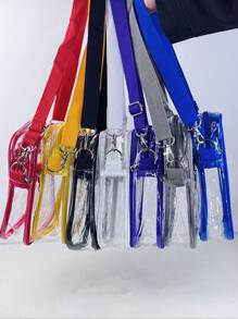 1pc PVC Material Transparent Zipper Closure Unisex Crossbody Bag/Jelly Bag, Suitable For Summer Outdoor Use And Birthday Gift - A - View 3