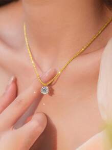 1 pieza Collar con colgante de circonita cúbica de onda de agua, collar retorcido brillante, collar gargantilla de moda de alta gama, regalo para mujer, accesorio de color dorado, estilo europeo y americano, adecuado para uso diario, Día de la Madre, Graduación, regalo de regreso a clases