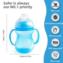 240ml 双手柄防溢硬嘴杯，方便抓握 - （1 包）3.3 盎司（约 94 克） - 婴儿鸭嘴杯，带防尘盖，硅胶吸嘴，适合 6 个月以上的女婴