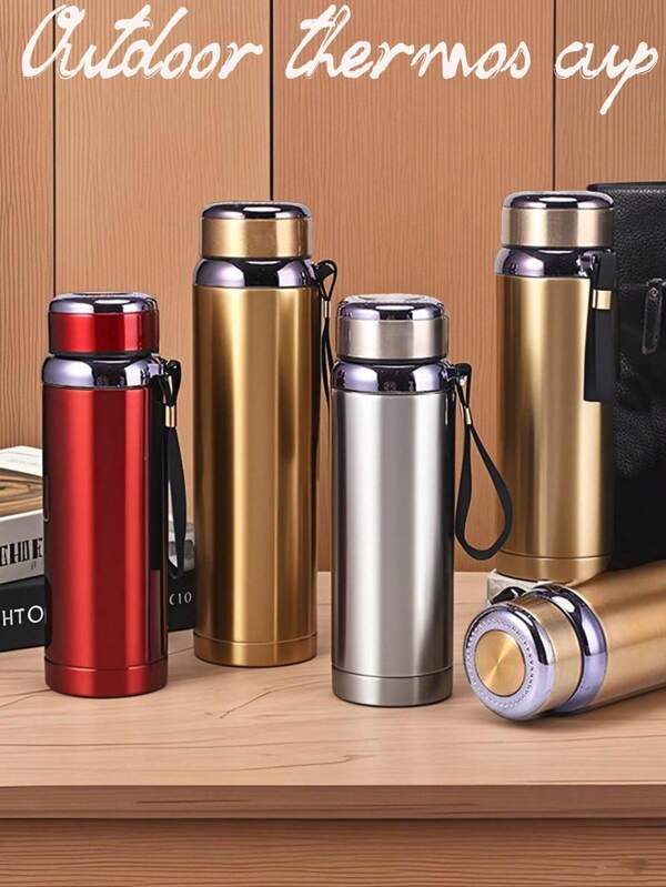 1 peça 800/1000ml Garrafa de água quente Água, chá, café, garrafa a vácuo, garrafa de aço inoxidável Grande capacidade Portátil Camping Garrafa de água isolada - Você pode comprar uma bolsa transversal de copo separadamente