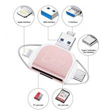 NetHong Multi-Port 4 In1 Universal SD TF Card Readers USB C SD TF Memory Card Readers~UK - 粉色 - 查看 3