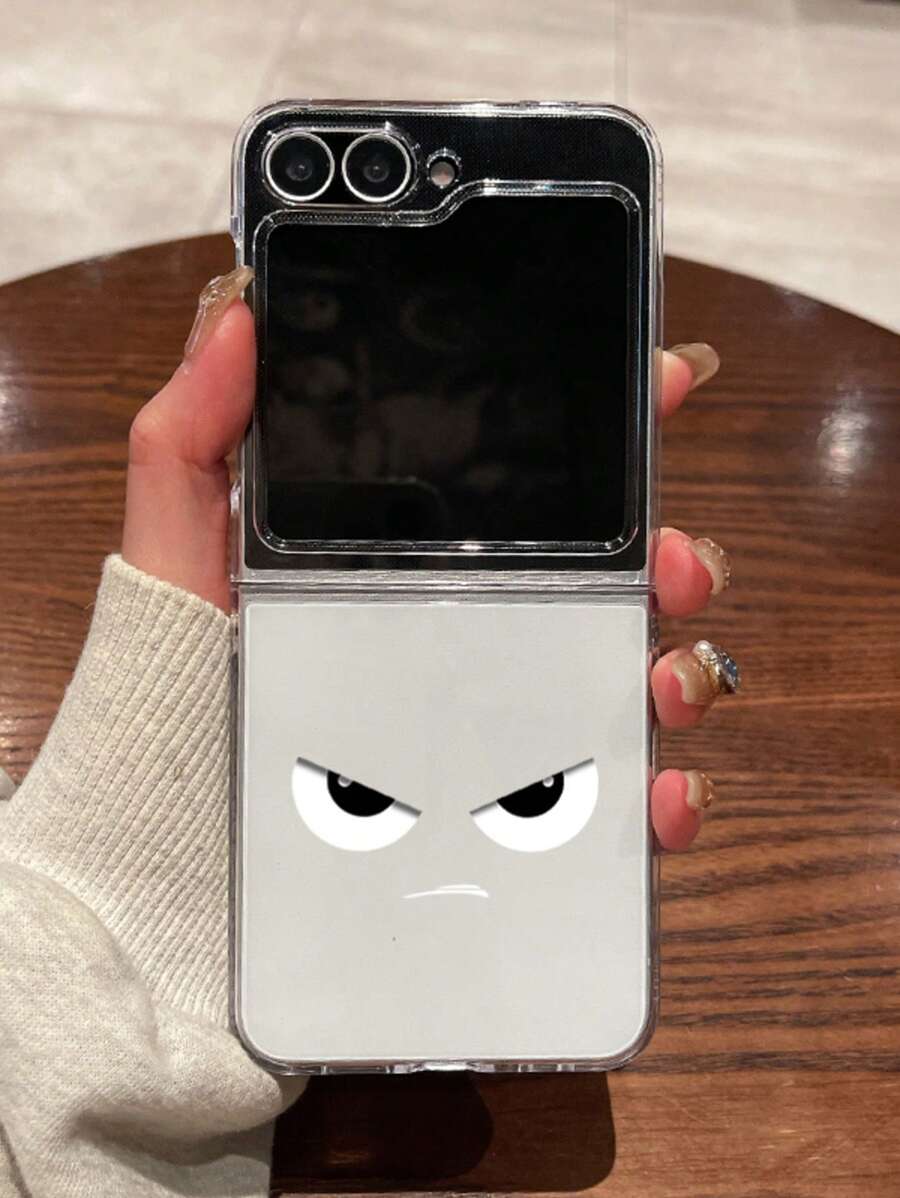 Funda de teléfono transparente con expresión enojada compatible con Samsung Galaxy Z Flip6, ligera y delgada cubierta protectora para teléfonos plegables Galaxy Z Flip3/4/5/7 - transparente - Ver 1