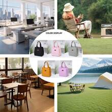 1 pieza Bolsa de almuerzo portátil y ligera, conveniente para guardar el almuerzo en la escuela, oficina, picnics, con asa para llevar