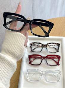 4pcs Women Plastic Inlaid Nail Square Full Frame Multicolor Elegant Portable Perfect Ins Style Casual Clear Glasses Combination For Office Outfit Suitable For All Face Shapes Decoration