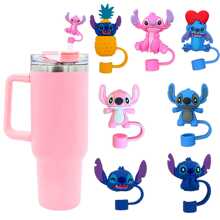 Disney 6/10/20/50 juegos de adornos en 3D de personajes Disney aleatorios para pajitas de 10mm, cubiertas y decoración superior para dispensadores de pajitas, tazas, útiles escolares reutilizables