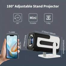 100 "Foldable Projector Screen/ JY320 Mini Projector US Plug Newly Native 720P 1080P/4K Android 13 Wired Auto Keystone Portable Video Projector, 180 Degree Flip, Home Movie Projector - 查看 8
