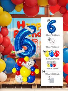 Set de 25 piezas que incluye: Globos con números del 0 al 9 de 32" en rojo/azul/dorado/rosa, Globos de látex con diseño de pata de perro de 12", Globos de látex mixtos de 10" en rojo, amarillo y azul, y Globos largos blancos con forma de hueso de perro. Adecuado para cumpleaños, aniversarios y eventos celebrativos. - Multicolor - Ver 46