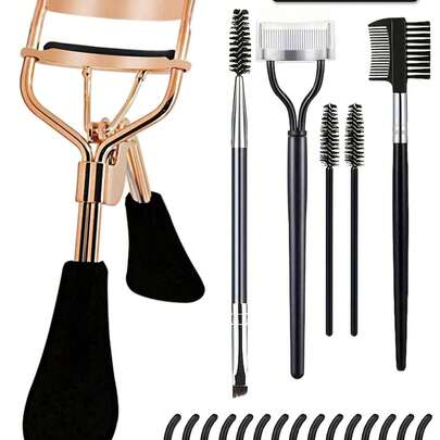 Bộ dụng cụ uốn mi bằng thép không gỉ 21 món, bao gồm 1 dụng cụ uốn mi, 1 lược chải mi, 2 con lăn uốn mi, 1 cọ kẻ mày hai đầu vát, 1 cọ kẻ mày và 10 miếng đệm silicon thay thế. Dùng cho mi và lông mày, không gây hại cho mi, giúp uốn cong và tạo hình, nâng mi, làm cho mắt trông to hơn. Hoàn hảo cho mi của phụ nữ, giữ cho mi cong tự nhiên. Thích hợp cho trang điểm, giá rẻ, trang trí phòng, bàn trang điểm, du lịch, phòng ngủ, phụ kiện trang điểm, dụng cụ uốn mi, giá rẻ, quà tặng Giáng sinh, dụng cụ trang điểm, đồ dùng giá rẻ, quà tặng, quà tặng cho phụ nữ, quà Giáng sinh, quà khuyến mãi, du lịch, đồ dùng giá rẻ, đồ dùng cần thiết khi đi du lịch.