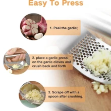 Manual Ring-Shaped Stainless Steel Garlic Press For Household Garlic Mincing And Garlic Mashing, Stainless Steel Garlic Pressure Rocker, Ergonomic Garlic Crusher With Handle, Rust-Proof Kitchen Garlic And Ginger Tools, Herbal Tools - Silver - View 4
