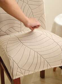 1/2/4pcs Soft Leaf Jacquard Chair Covers Solid Color Elastic Dining Chair Covers For Office Banquet Restaurant - Khaki - View 7