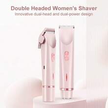 Women's Electric Bikini Trimmer - Rechargeable 2-In-1 Body & Facial Hair Removal Device, IPX7 Waterproof Wet/Dry Use, Dual-Head Hair Trimmer For Face, Underarms, Legs, Grooming Tool