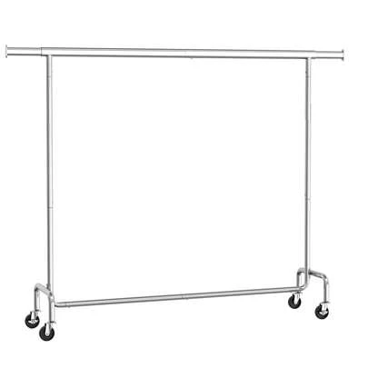 SONGMICS Portant à Vêtements avec Roulettes, Tringle Extensible pour Charge Lourde, Capacité de Charge 110 kg, 45 x (160-200) x 162,9 cm, Porte-manteau, en Métal, Chromé, Argent