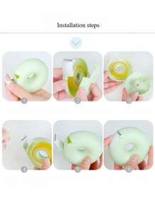 1pc Unisex Green Donut Shape Cartoon Decorative Tape Cutter, Suitable For Creative Tape, Mistake Correction, Daily Tape Cutting Back To School