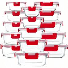 M MCIRCO 30 Pieces Glass Food Storage Containers With Snap Locking Lids,Glass Meal Prep Containers Set - Airtight Lunch Containers, Microwave, Oven, Freezer And Dishwasher