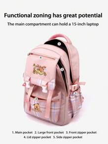 1pcsLightweight Student Backpack, Large Capacity Fashion Cartoon Print Backpack For Men And Women, Capybara Print Backpack, Casual Style Multi-Layer, Multi-Purpose, With Adjustable Shoulder Straps, Lightweight Laptop Bag, Wet Wipe Cleaning, Zipper Closure, Machine Washable - Suitable For School And Outdoor Use, Suitable For Travel - Multicolor - View 10