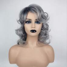 Women Short Curly Gray Synthetic Wigs, Granny Wig For Cosplay, Party Or Pranks - Grey - View 7
