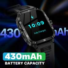 EIGIIS Smart Watch For Men 3ATM Waterproof Watch 1.96'' Big Screen Rugged Sports Smartwatch 430mAh Fitness Tracker With Sleep Monitor Outdoor Answer Call For IOS Android - 黑殼黑膠+迷彩灰 - 查看 3