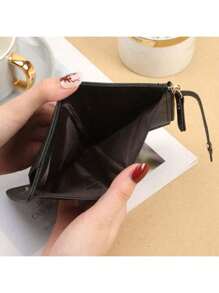 Women's Large Capacity Snap Fastener Coin Purse Foldable Multi-Function Clutch Bag With Multiple Zippers & Card Slots For Women Wallet Mini Wallet Purse Wallet Small Wallet - Black - View 7